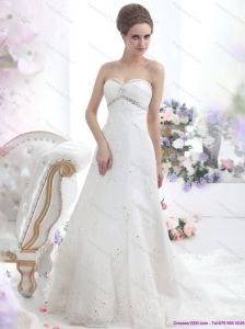 2015 New Style Sweetheart Beach Wedding Dress with Beadings