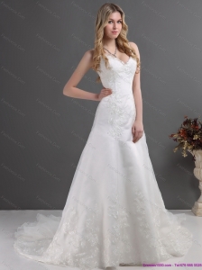2015 The Most Popular Lace Beach Wedding Dress with Spaghetti Straps