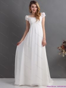 Classical 2015 Ruching Square Beach Wedding Dress with Floor-length