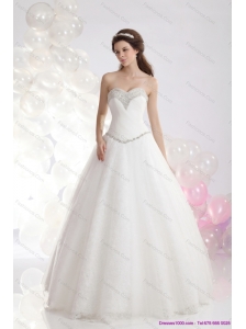 2015 Fashionable Sweetheart A Line Beach Wedding Dress with Beadings