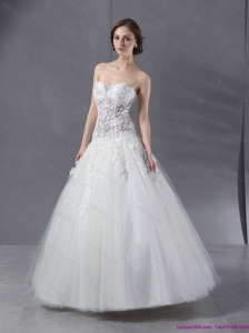 2015 Simple Sweetheart Lace Beach Wedding Dress with Floor-length