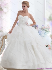 Dynamic 2015 Sweetheart Beach Wedding Dress with Hand Made Flowers