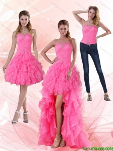 2015 Detachable Most Popular Strapless Prom Dreses with Beading and Ruffled Layers