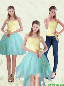 Detachable Exclusive Strapless High Low 2015 Prom Dress with Bowknot