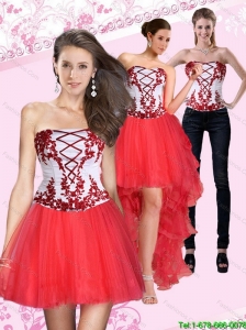 2015 Detachable New Style Strapless Multi Color Short Prom Dresses with Embroidery