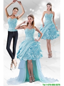Detachable Perfect Sweetheart 2015 Prom Dress with Beading and Ruffled Layers