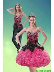 Detachable Fashionable 2015 Sweetheart Multi Color Prom Dress with Ruffles and Beading