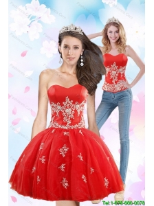 Detachable Luxurious 2015 Sweetheart Appliques Prom Dress in Red