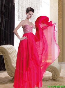 2015 Cheap Red Floor Length Prom Dress with Beading