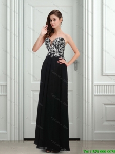 2015 Sexy Empire Sweetheart Black Prom Dress with Appliques