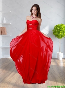 2015 Sweetheart Floor Length Red Prom Dress with Ruching