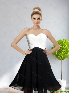 Cheap Sweetheart Ruching 2015 Prom Dress in White and Black