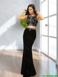 2015 Cheap Mermaid Black Prom Dresses with Beading