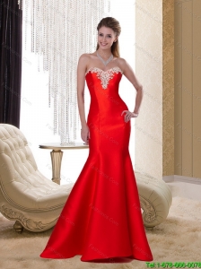 2015 Exclusive Sweetheart Red Long Prom Dress with Beading