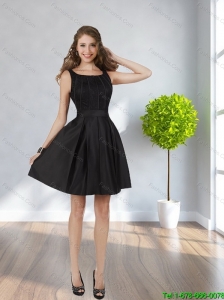 2015 New Style Scoop Black Short Prom Dress with Ruching