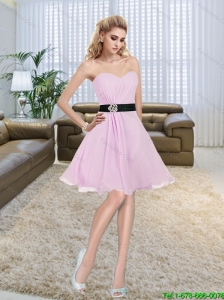 2015 Sexy Elegant Sweetheart Ruching Short Prom Dress with Black Belt