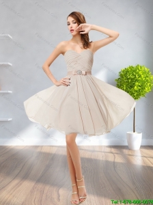 2015 Sexy  Fashionable Sweetheart Short Prom Dress with Ruching and Belt