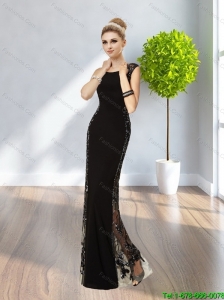 2015 sexy Perfect Scoop Black Floor Length Prom Dresses with Sequins
