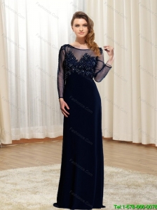 Fashionable 2015 sexy Scoop Empire Beading Chiffon Prom Dress in Black