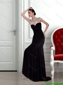 2015 Beautiful  Pretty Backless Strapless Beading Black Prom Dress