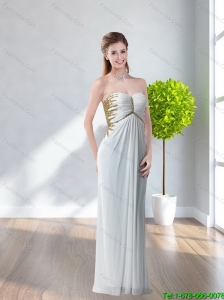 2015 Modest Sweetheart White Long Prom Dress with Beading