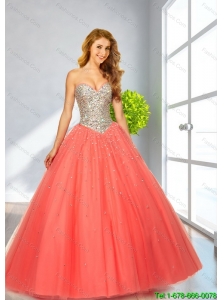 2015 Popular Ball Gown Prom Dresses with Beading