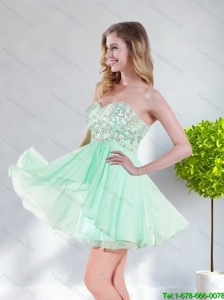 2015 Exquisite Empire Appliques Chiffon Sweetheart Unique Prom Dress in Apple Green