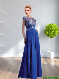 2015 Wonderful Empire Scoop Appliques Elegant Bridesmaid Dresses in Royal Blue