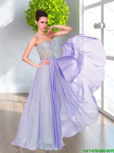 Beautiful  Pretty Lace and Ruching Sweetheart Lavender Prom Dress for 2015
