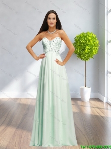 Popular Sweetheart Beading and Ruching Apple Green Prom Dress for 2015