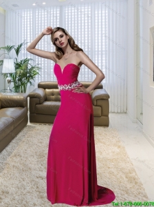 Popular Sweetheart Wine Red 2015 Prom Dress with Beading