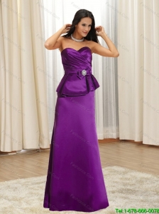 2015 Pretty Bowknot Floor Length Prom Dress in Eggplant Purple