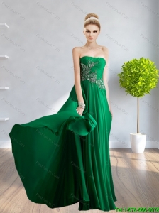 2015 Wonderful Strapless Beading and Appliques Bridesmaid Dresses in Dark Green