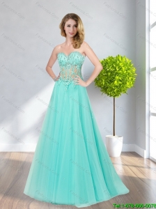 Natural Apple Green A Line Appliques and Beading 2015 Bridesmaid Dresses