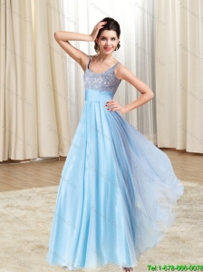 New Style Lace and Ruching Aqua Blue Prom Dress for 2015