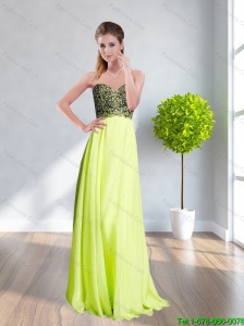 2015 The Best Sweetheart Appliques Prom Dress in Yellow Green