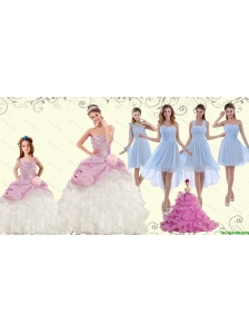 Elegant Multi Color Strapless Hand Made Flower Quinceanera Dress and Ruching Pretty Prom Dresses and Ruffles Straps Little Girl Dress