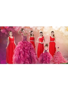 Ruffles One Shoulder Sweet 16 Dress and Red Long Beading Prom Dresses and Ball Gown Straps Beading Little Girl Dress