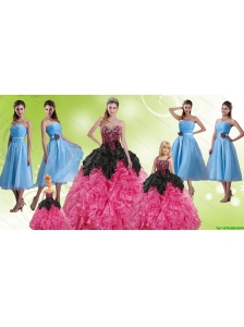 Multi Color Sweetheart Quinceanera Gown and Strapless Hand Made Flower Prom Dresses and   Ruffles and Beading Little Girl Dress