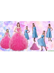 Beading and Ruffles Quinceanera Dress and Strapless Knee Length Baby Blue Dama Dresses and Rufles Cute Flower Girl Dress