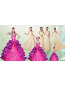Spaghetti Straps Multi Color Quinceanera Dress and Long Ruching Dama Dresses and Ruffles and Embroidery Little Girl Dress