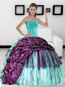 2015 Custom Made Sweetheart Quinceanera Dress with Pick up and Ruffles