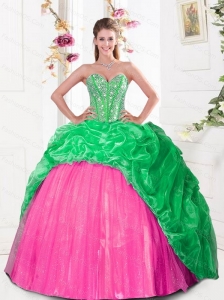 2015 Custom Made  Sweetheart Quinceanera Gown with Beading and Pick Ups