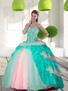 2015 Elegant Beading and Ruffled Layers Sweet 16 Dresses in Multi Color