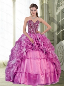 2015 Pretty Sweetheart Beading and Ruffles Dress for Quinceanera