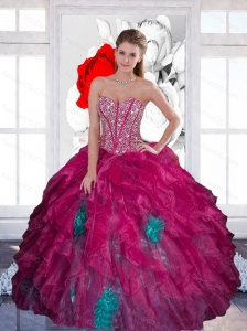 Beautiful Sweetheart Beading Multi Color 2015 Sweet 16 Dress with Ruffles
