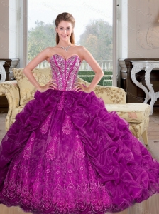 Custom Made Sweetheart 2015 Quinceanera Dresses with Beading and Pick Ups