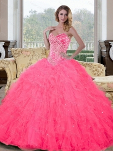 Inexpensive Sweetheart Beading and Ruffles Quinceanera Gown for 2015