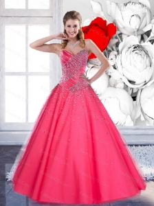 2015  Custom Made Sweetheart Quinceanera Gown with Beading