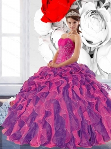 Colorful Sweetheart 2015 Sweet 16 Dress with Appliques and Ruffles